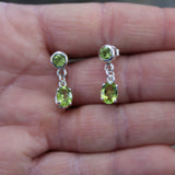 Double Peridot Round Dangle Earrings