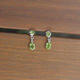 Double Peridot Round Dangle Earrings