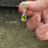 Double Peridot Round Dangle Earrings