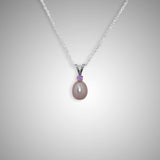 Lavender Pink Metallic Pearl Pendant With Amethyst