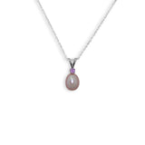 Lavender Pink Metallic Pearl Pendant With Amethyst