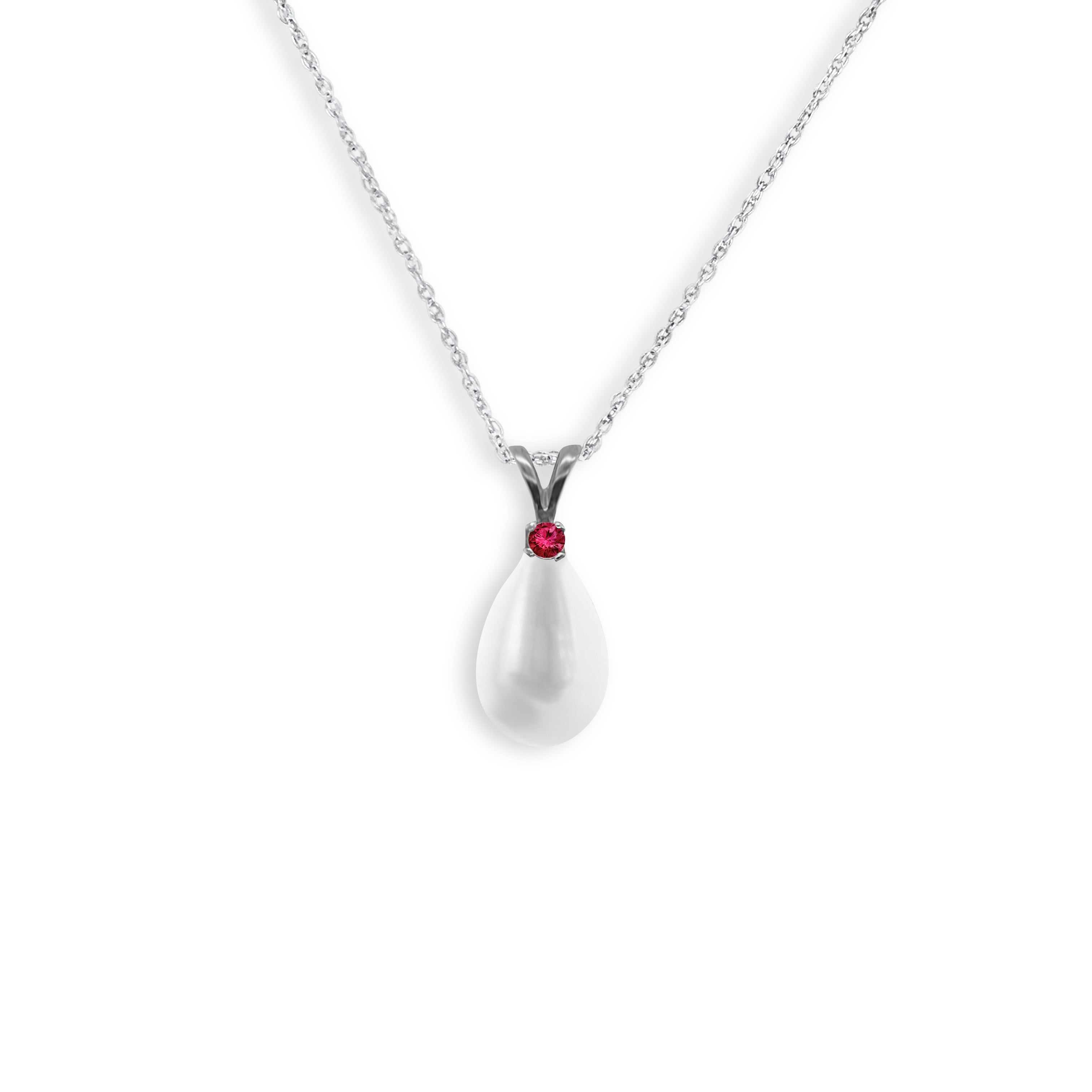 Pearl necklace deals with ruby pendant