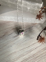 Pink Sapphire Paw Print Bead Pendant