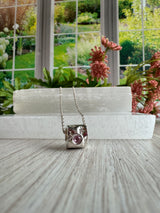 Pink Sapphire Paw Print Bead Pendant