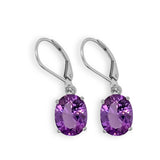 Amethyst Oval Dangle Earrings