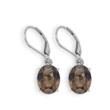 Smoky Quartz Oval Dangle Earrings