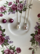 Fuchsia Pearl Stud Earrings
