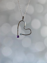 Amethyst and Blue Topaz Free Form Heart