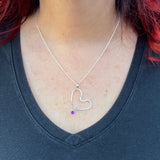 Amethyst and Blue Topaz Free Form Heart