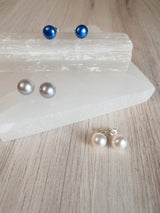 Blue Pearl Stud Earrings