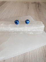 Blue Pearl Stud Earrings