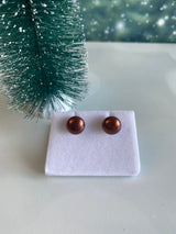 Brown Pearl Stud Earrings