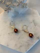 Chocolate Pearl Drop Earrings