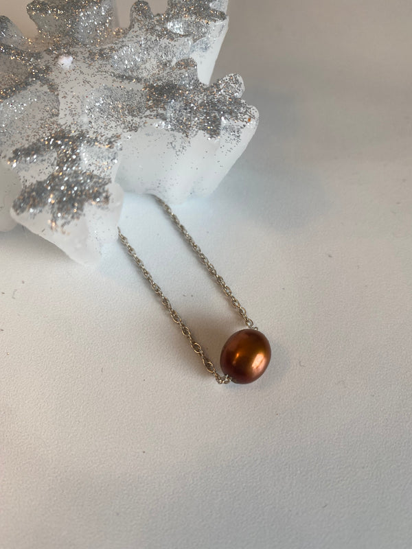 Copper Floating Pearl Necklace