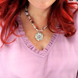 Forget-Me-Not With Lavender Sapphire On Pearls