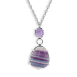 Fluorite and Amethyst Pendant