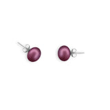 Fuchsia Pearl Stud Earrings