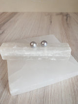 Gray Pearl Stud Earrings