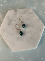 Green Pearl Drop Earrings