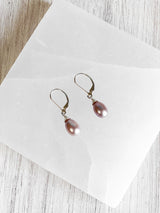 Lavender Pearl Drop Earrings