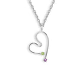 Peridot and Amethyst Free Form Heart