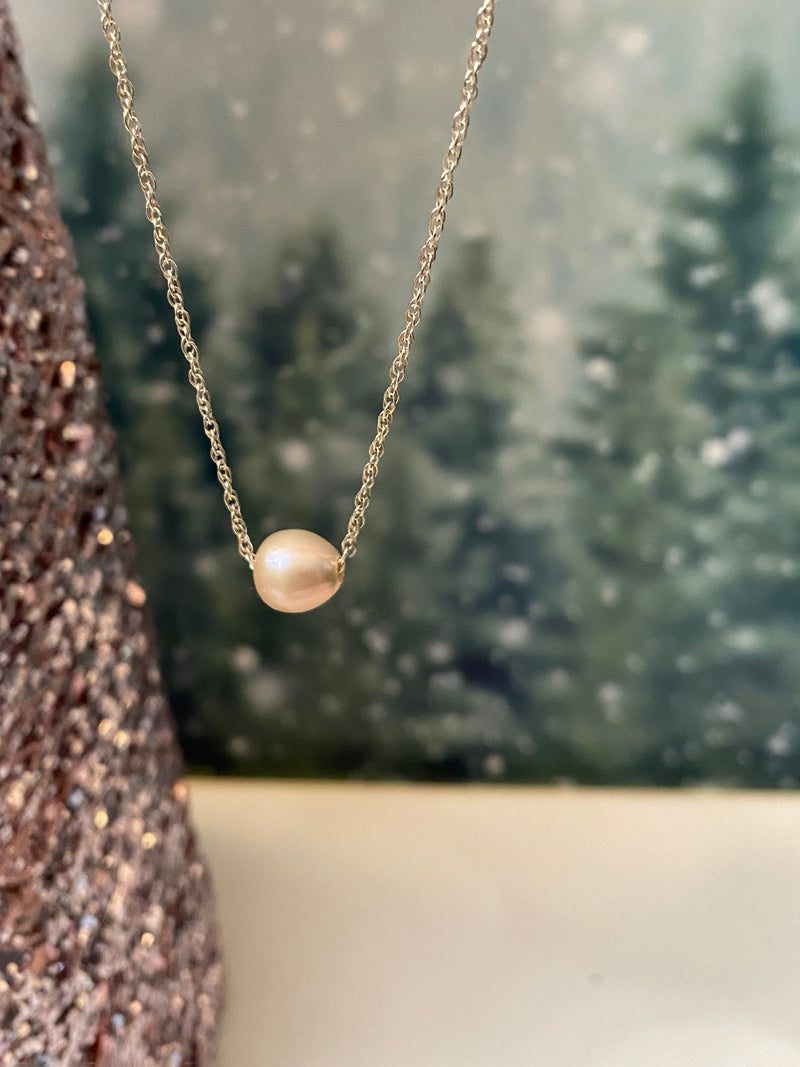 Pink Floating Pearl Necklace