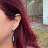 Platinum Coated Drusy Inlayed In Onyx Drop Earrings