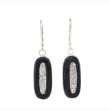 Platinum Coated Drusy Inlayed In Onyx Drop Earrings