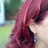 Platinum Coated Drusy Inlayed In Onyx Drop Earrings