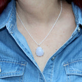 Rose Cut Chalcedony Light Blue Pendant