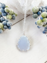 Rose Cut Chalcedony Light Blue Pendant