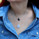 Rose Cut Chalcedony Light Blue Pendant