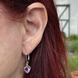 Amethyst Heart Dangle Earrings