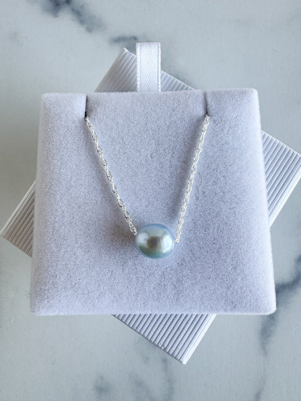 Blue Floating Pearl Necklace