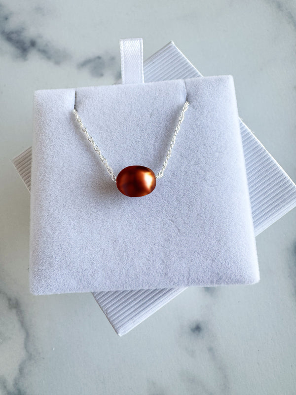 Copper Floating Pearl Necklace