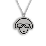 Dog Pedant Silver Dog With Glasses Large