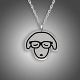 Dog Pedant Silver Dog With Glasses Large