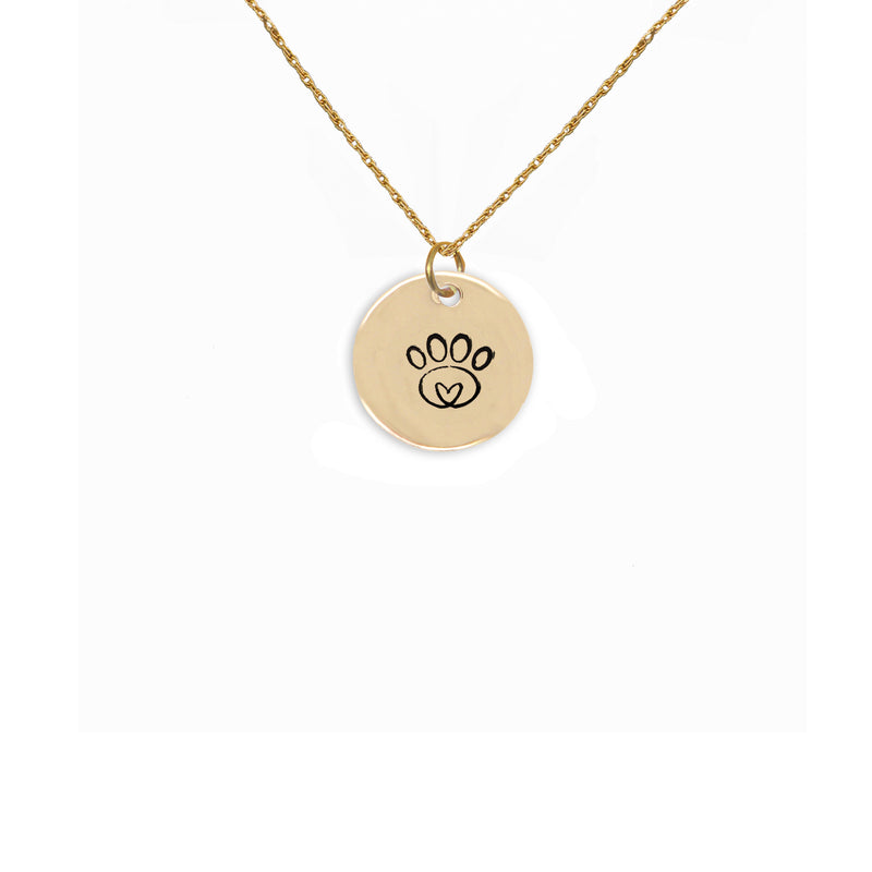 Gold Filled Heart Paw Print Pendant