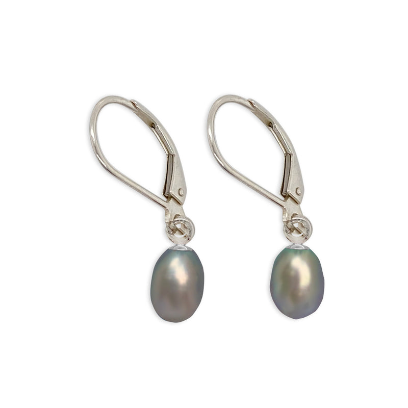 Gray Pearl Drop Earrings