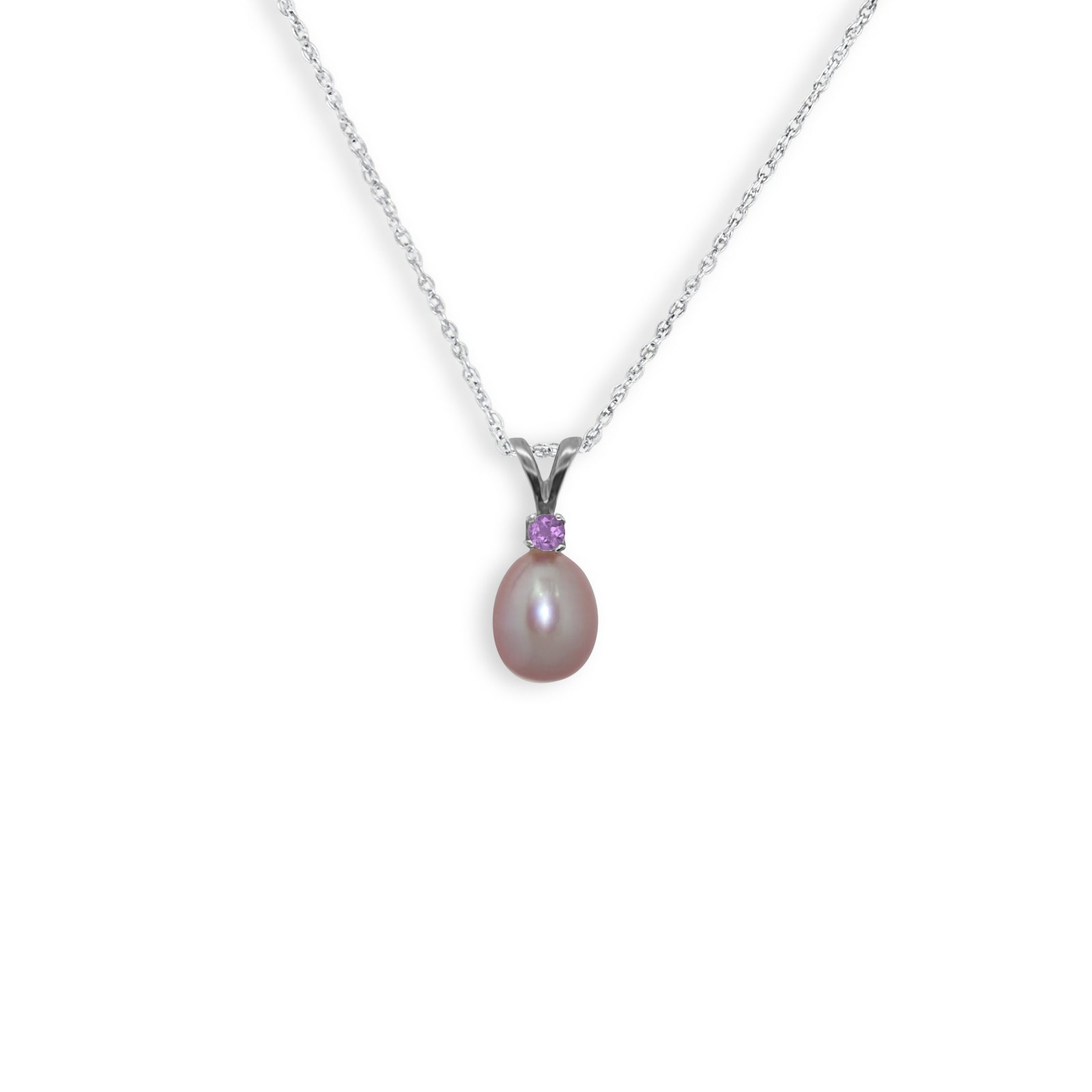 Lavender Pink Metallic Pearl Pendant With Amethyst – Linda