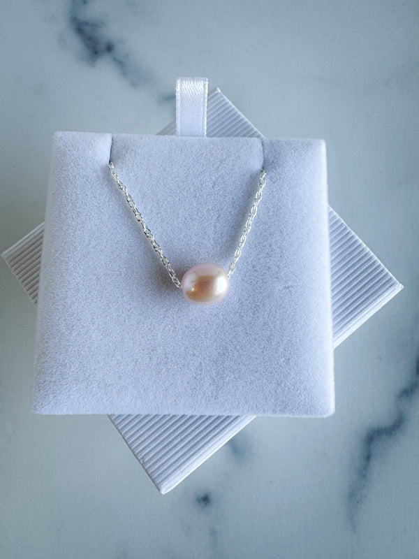 Pale Pink Floating Pearl Necklace