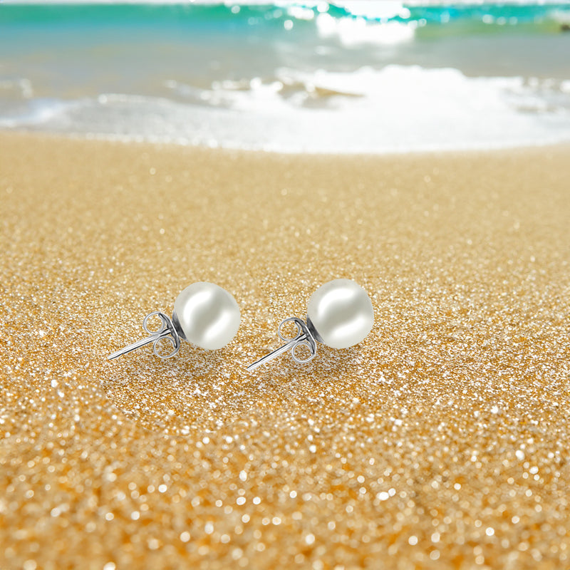 White Pearl Stud Earrings