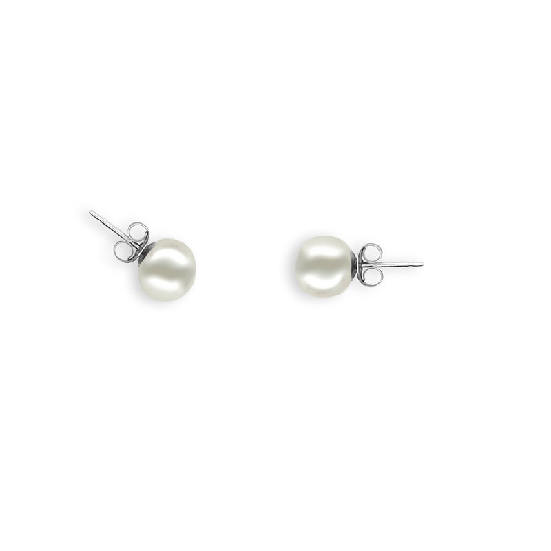 White Pearl Stud Earrings