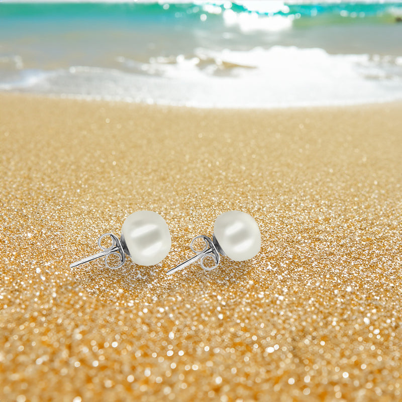 White Pearl Stud Earrings