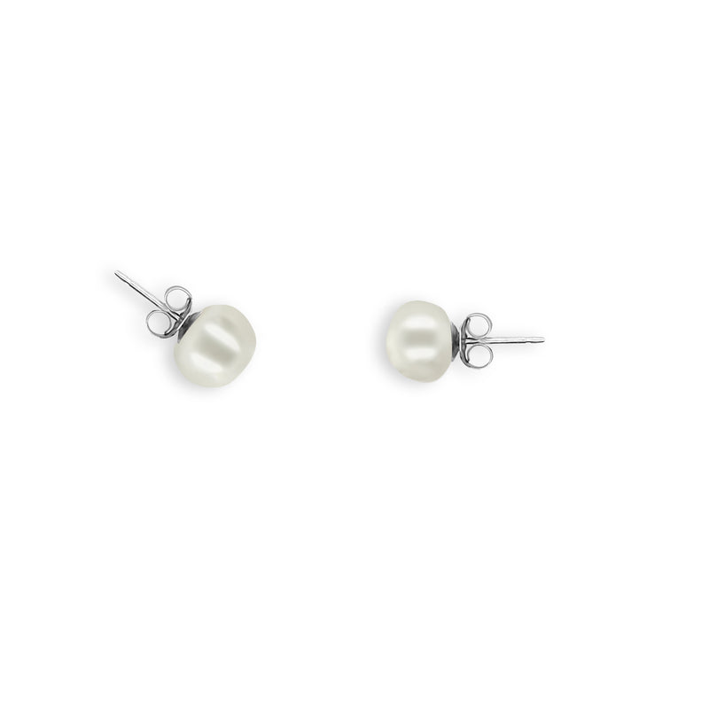 White Pearl Stud Earrings