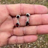 Double Garnet Round Dangle Earrings