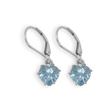 Aquamarine Heart Dangle Earrings