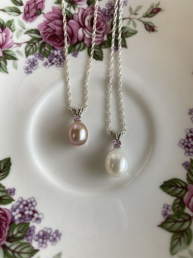 Pink Pearl Pendant With Pink Sapphire