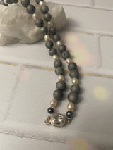 Agate Druzy And Pearl Necklace