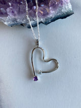 Amethyst and Blue Topaz Free Form Heart